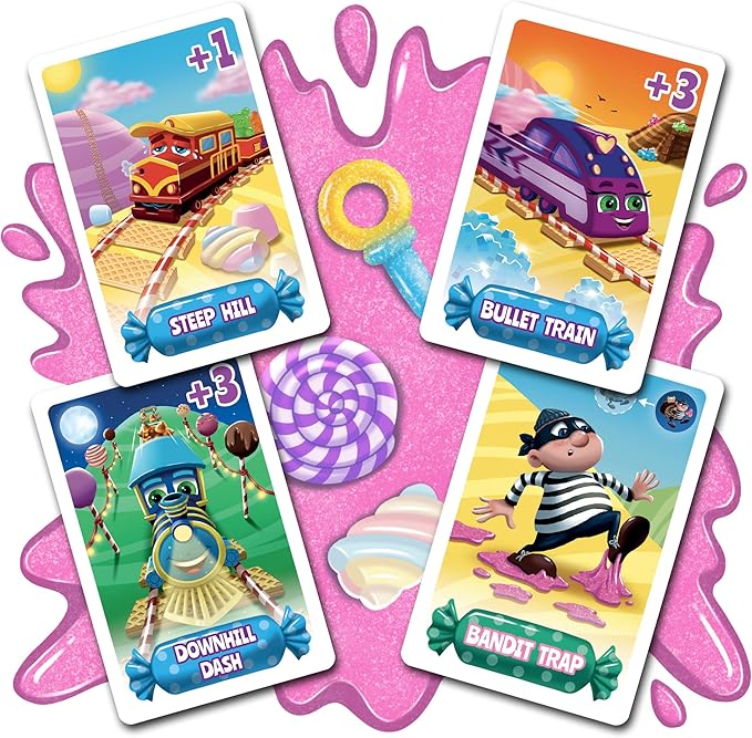 Jumping High Fives Candy Trains Board Game - A Sweet Sugar Coated Cooperative Train Game for Kids Ages 4 and Up - Children Learn New Skills with Tasty Track Building, Perfect for Family Play Time