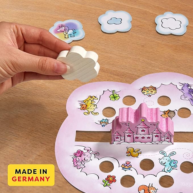 HABA Unicorn Glitterluck Cloud Stacking - Cooperative Kids Board Game - Fun Games for Kids and Unicorn Games Ages 4+ Made in Germany