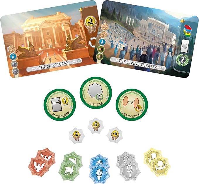 7 Wonders Duel Pantheon Board Game Expansion - Intense Two-Player Battles in The Ancient World! Strategy Game for Kids and Adults, Ages 10+, 2 Players, 30 Minute Playtime, Made by Repos Production