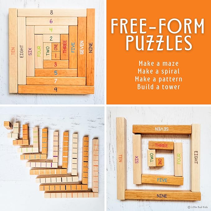 LITTLE BUD KIDS House of Number Buddies Math Game, a Number Bonds Math Toy with Number Rods and Addition & Subtraction Flash Cards, a Montessori Material for Kids 4-8 Years Old