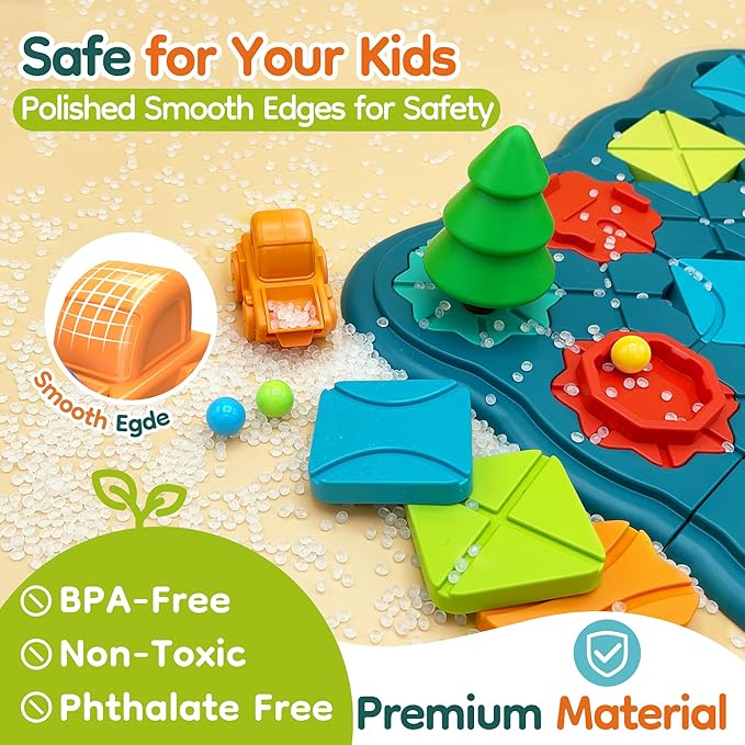 Kids Toys STEM Board Games - Logic Road Builder Brain Teasers Puzzles for 4 5 6 7 Year Old Boys Girls, Educational Montessori Birthday Gifts for Ages 4-8 Preschool Classroom Learning (30 PCS)