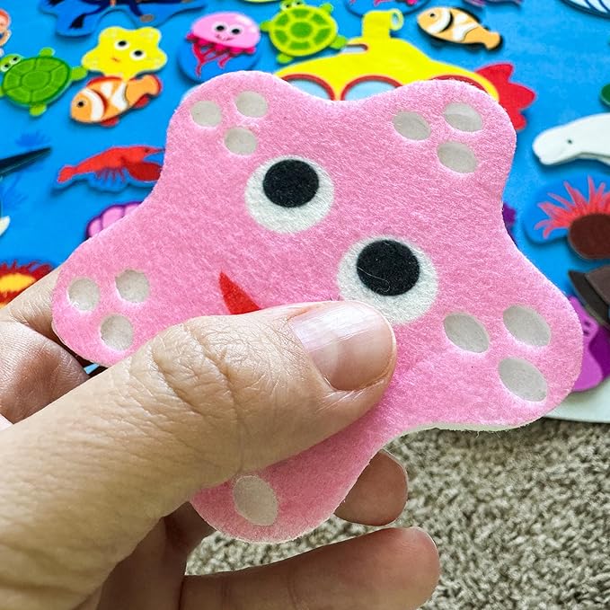 QUOKKA Ocean Felt Board for Kids 3-5 Years Old - Social Emotional Preschool Learning Activities for Ages 2-4 - Educational Flannel Toy for Toddlers 1-3 - Emotion Skills Speech Therapy Gift, Large