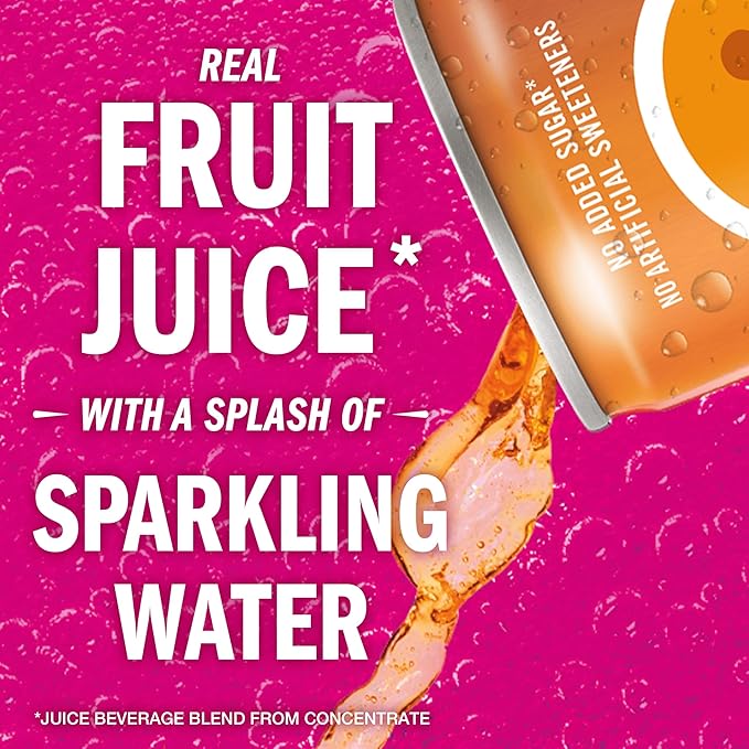 IZZE Sparkling Juice Beverage Blend, Clementine, No Sugar Added, 8.4 FL OZ, 24 Cans