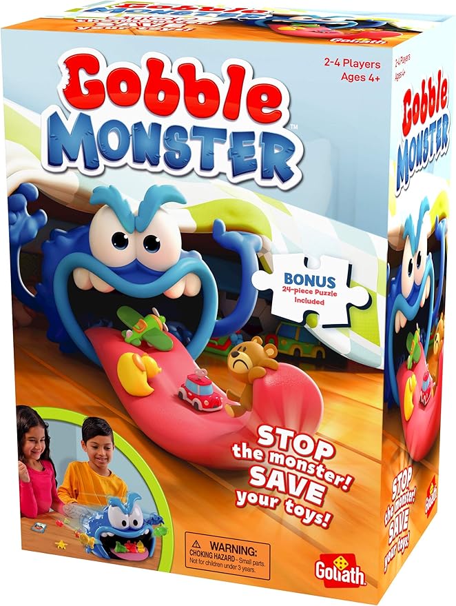 Gobble Monster Game - Save Your Toys from The Monster's Tongue Before It's Too Late - Includes 24-Piece Puzzle by Goliath
