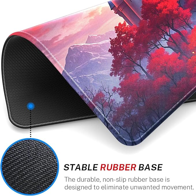 MTG Playmat- Stitched Edges Forest TCG Playmat-Non-Slip Landscape Play Mat Smooth Surface Rubber Base Board Game Mousepad 24x14 inches for Trading Card Game Playing with Storage Bags