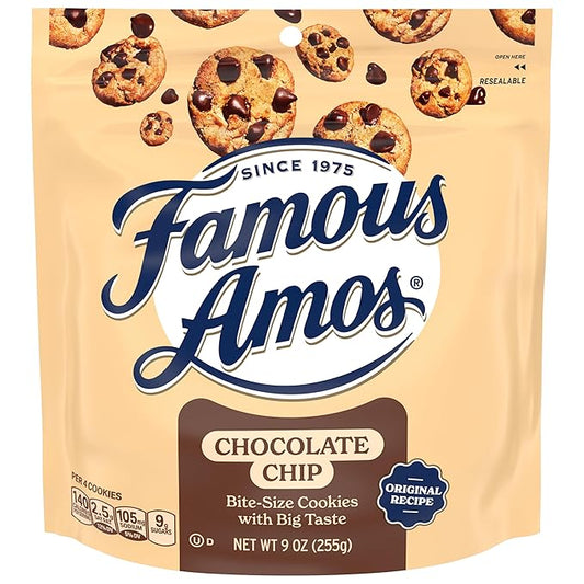 Famous Amos Classic Chocolate Chip Cookies, 9oz Bag (Pack of 8)