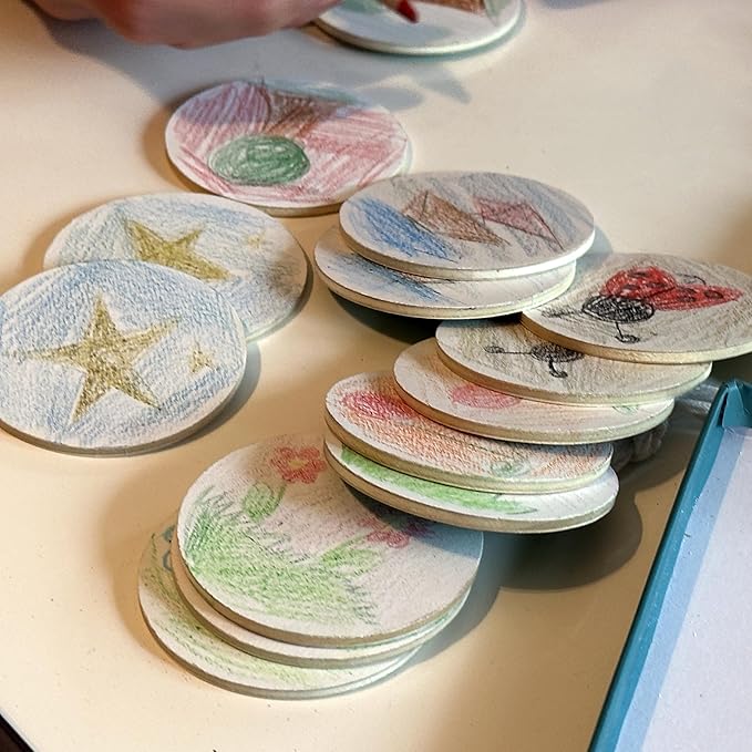 Create Your Own Memory Game 36pc Art & Craft Kit, Durable & Scratch-Resistant Blank Wooden Cards, Replacement Stickers, Matching Games for Toddlers 3-5 and Up, Blank Board Game