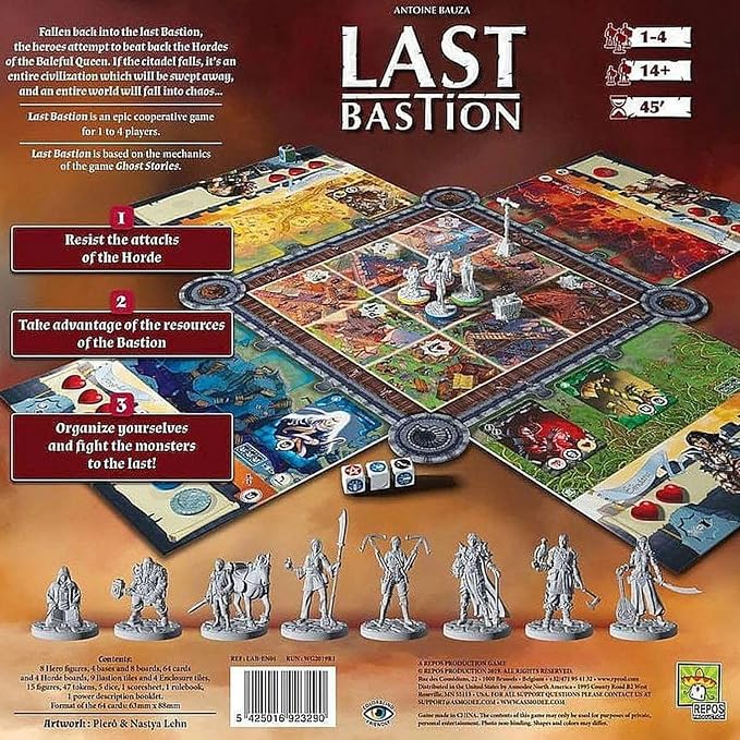 Last Bastion Board Game - Epic Cooperative Defense Game, Combat the Baleful Queen's Hordes! Strategy Game for Kids & Adults, Ages 14+, 1-4 Players, 45 Minute Playtime, Made by Repos Production