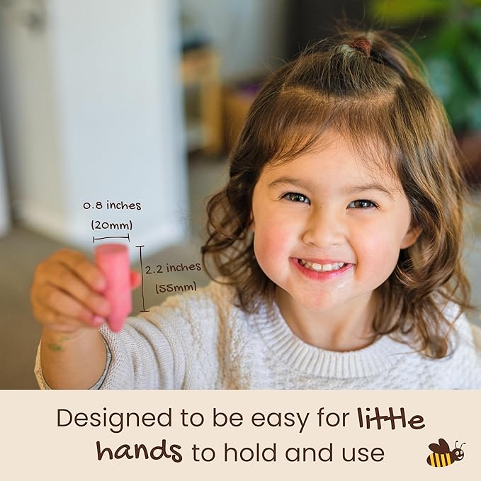 Honeysticks 100% Pure Beeswax Crayons (12 Pack) - Non Toxic Crayons, Safe for Babies and Toddlers, for 1 Year Plus, Handmade in New Zealand with Natural Beeswax, Food-Grade Colors, Eco-Friendly