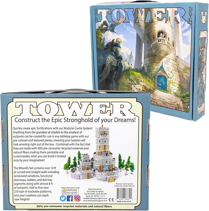 Modular Castle System: Tabletop & RPG Terrain Game Set for Dungeons & Dragons, Pathfinder, Castles & Crusades, 13th Age, Runequest, Asunder, Zombicide, and More! - Wizard Set (400+ Pieces)