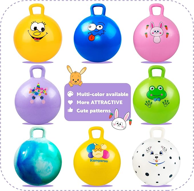 EVERICH TOY Hopper Ball, Unicorn Hopping Toys for Kids, 20 Inch Bouncy Ball with Handle, Purple Inflatable Bouncing Hoppity Hop Toys for Boys and Girls Gifts