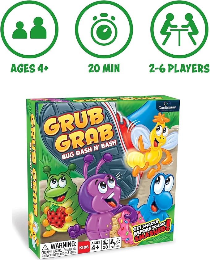 Grub Grab Board Games for Kids 4-6 Interactive Game Ant Bugs Boardgame for Children and Family Night 2-6 Players Ages 4+