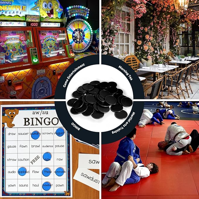 Set of 100 1 Inch Opaque Plastic Learning Counters Mini Poker Chips Game Tokens with Storage Box (1 Inch, Black)