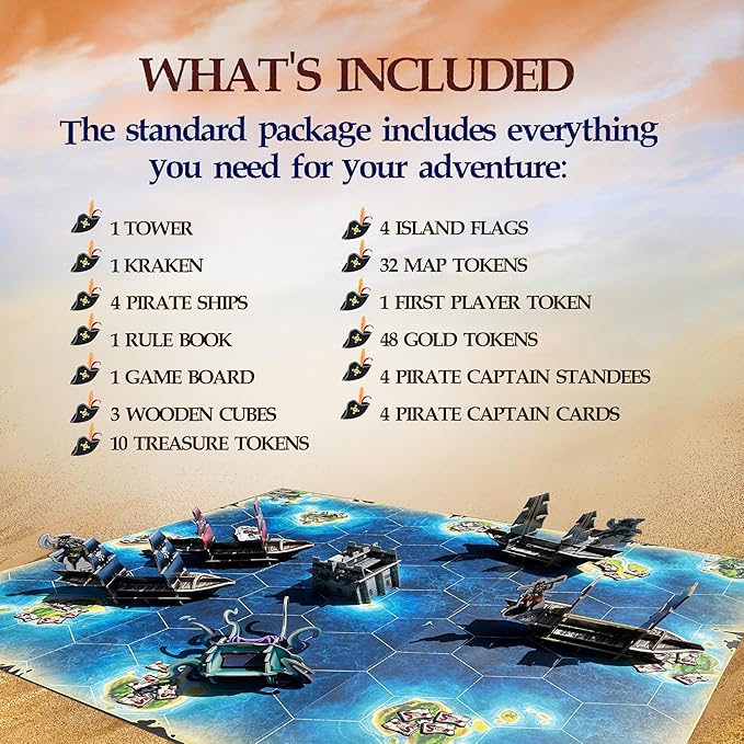 to Glory - Pirate Adventure Board Game – Family Fun for 2-4 Players – Engage in Dexterity & Strategy, Discover Treasure with Pirate Adventure Map Clues & Battle Rival Ship