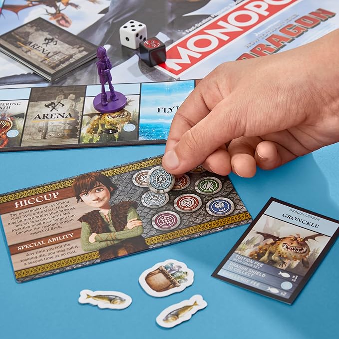 Monopoly DreamWorks How to Train Your Dragon Edition Board Game | Ages 8+ | 2 to 4 Players | 45 Mins. | Fun Family Games for Kids, Teens & Adults (Amazon Exclusive)