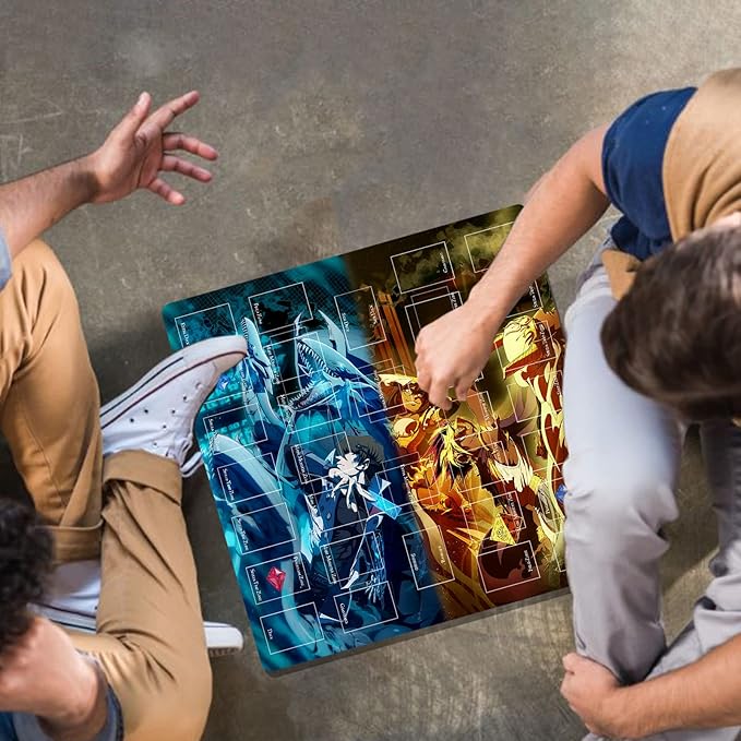 Card Rubber Mat - 2 Player, Square playmat for Gamer 60x60cm/23.6x23.6inch