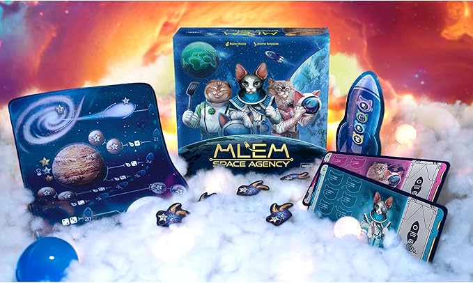 MLEM: Space Agency Board Game - Purrfect Catstronaut Adventures! Dice-Rolling Strategy Game, Fun Family Game for Kids and Adults, Ages 8+, 2-5 Players, 30-45 Minute Playtime, Made by Rebel Studio