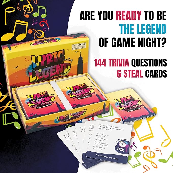 Lyric Legend 90s Hip-Hop and Rap - Music Trivia Game To Finish The Lyrics And Argue For The Correct Songs. Great For Groups, Gifts, Game Night, and Parties. Sing Along and Quiz Your Friends and Family