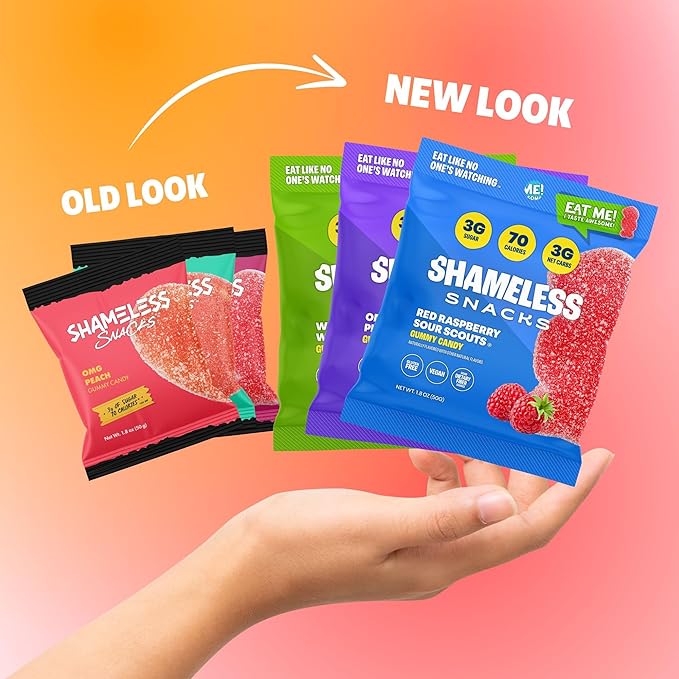 Shameless Snacks Fan Favorites Bundle Healthy Low Carb Keto Gummies Red Raspberry, Watermelon and Sour Peach