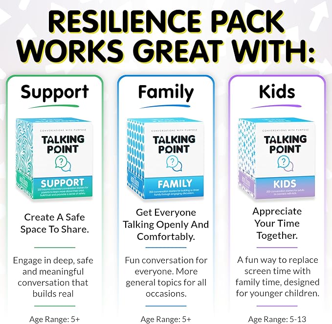 200 Resilience Conversation Starter Cards for Stronger Families - Build Trust, Safety and Connection Through Transitions or Life Changes - Deeper Discussion Parents Children's Therapy Icebreaker Game