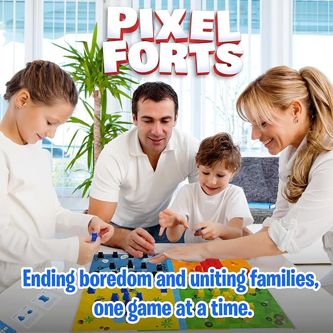 Pixel Forts Board Game by Uzzle Games | Fun Games for Kids (Age 6+), Teens, Family Board Games | Build Your Defense & Protect Your Fort, Interactive Building Game for Home, School, Work & Travel