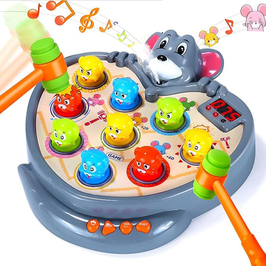 Yerloa Game for Toddlers 2 3 4 5 Year Old Boy Toys Christmas Unique Gift Kids Toys Ages 2-4 4-6 2-3 3-5 4-8 Interactive Learning Educational with Spray 2 Hammers, 5 Modes, 9 Music & Light