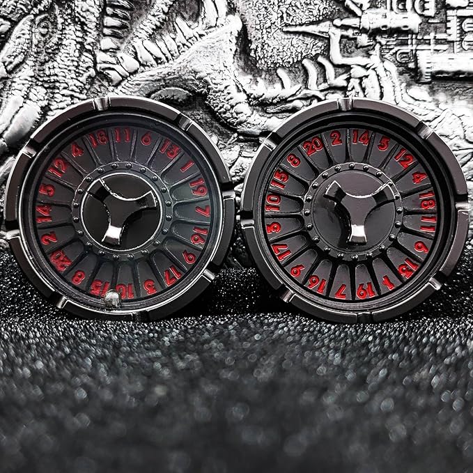 G20 Roulette Dice Spinner for DND Dice Set, 7-in-1 Dragon Metal D&D Dice with Gift Case for Dungeons and Dragon Game, RPG Role Playing Table Game Gifts (Black-red)