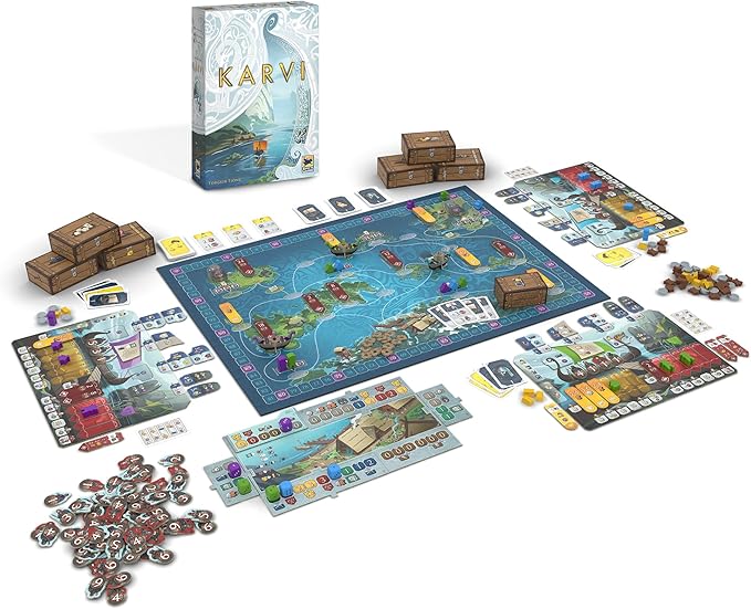 Karvi Board Game - Viking Saga of Raiding and Trading! Epic Adventure Game, Strategy Game for Kids & Adults, Ages 12+, 2-4 Players, 120 Min Playtime, Made by Hans im Glück