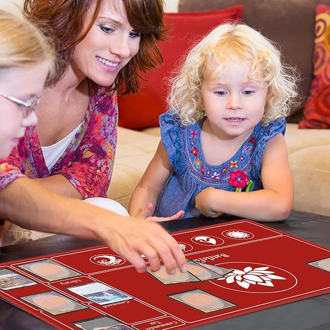 Card Playmat Stitched with Magic Zone for MTG Card Game Playing, Commander Board Game Desk Mat Duel Mat Card Battles Binder Deck 24x14inches for Beginner (Black, Red, 2 Pack)