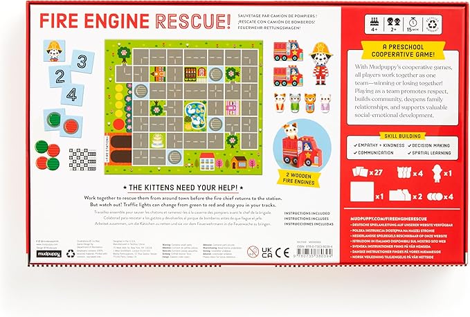 Mudpuppy Fire Engine Rescue – Cooperative Preschool Board Game Featuring Bold Fire Engine Promotes Social Emotional Development for Children Ages 4 and Up