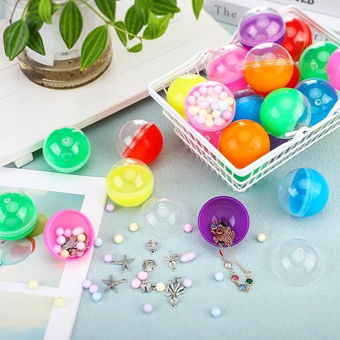 Sosation 150 Pcs 1.77 Inch Gumball Vending Machine Capsules Empty Round Capsules Plastic Containers Toy Supplies for Prizes Party Favors