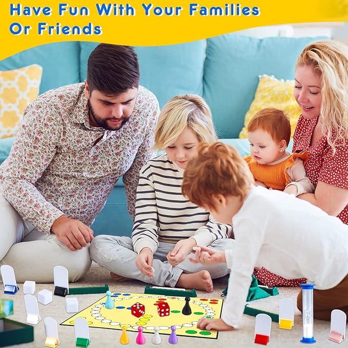 Deekin 131 Pcs DIY Create Your Own Board Game Kit with Blank Playing Cards, Foldable Blank Game Board, Dice, Pieces, Playing Card Stands, Rule Sheet, Sand Time