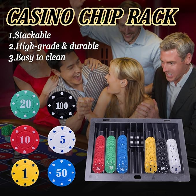 5 in 1 Premium Casino Game Set: Blackjack/Roulette/Craps/Texas Holdem/Poker Game Kit with 360 Chip+8 Deck Card+Roulette Wheel+2 Two-Sided Felt+6 Dice+Stratedgy Card,Texas Holdem Poker Blackjack Set
