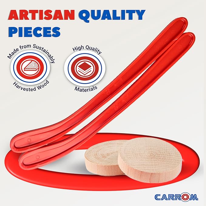 Carrom Champion Nok Hockey Game Equipment Set — Includes 2 Sticks and 2 Wood Pucks — Extra Accessories for Board Games for Adults & Children