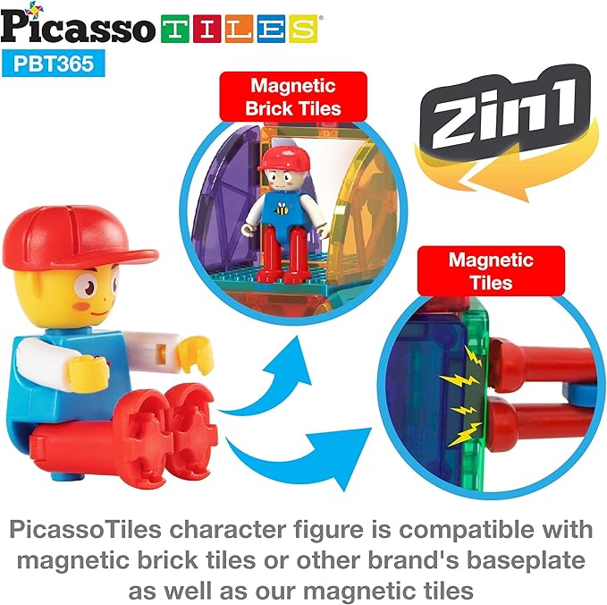 PicassoTiles 316 PCs Activity Table with Magnetic Tiles and Building Brick Blocks, Playset Table with Magnetic Action Figures & Storage Included, Can be Use as Water & Sand Tables STEM Toys Ages 3+