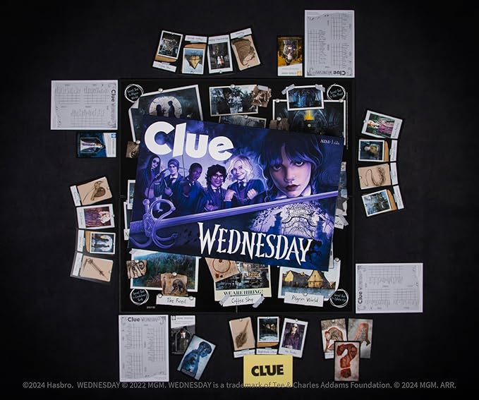 CLUE: Wednesday | Classic Board Game Inspired by The Netflix Original Series | Solve The Mystery at Nevermore Academy with Friends and Family | Officially Licensed Merchandise | 2-6 Players | Ages 8+
