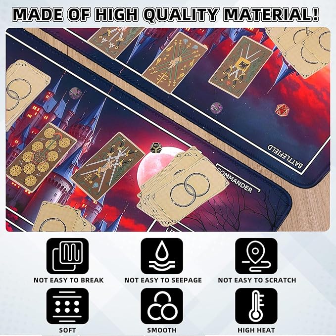 MTG Playmat- Stitched Edges Forest TCG Playmat-Non-Slip Landscape Play Mat Smooth Surface Rubber Base Board Game Mousepad 24x14 inches for Trading Card Game Playing with Storage Bags