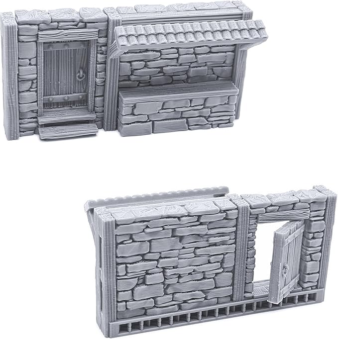 Terrace Shopfronts by Printable Scenery, 3D Printed Tabletop RPG Scenery and Wargame Terrain 28mm Miniatures