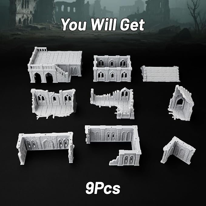 AUSPDICE AF686 Town Buildings RPG Terrain Set for DND Accessories, TTRPG Buildings, Table Maps Characters and Dungeons and Dragons Scenario Pieces
