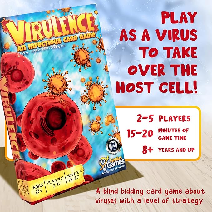 Virulence: An Infectious Virus Card Game - Educational Bidding Game for Kids 8+ - Perfect Biology Board Game for Kids, Teens, and Adults - Medical Science Gifts for Nurses, Doctors, Teachers