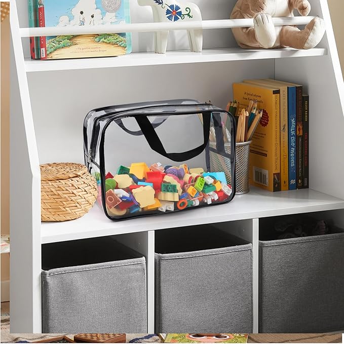 8 Packs Large Toy Storage Bags, Reusable Clear PVC Board Game Storage, Toy Storage Organizer Bags with Zipper for Building Blocks, Puzzle and Handmade Accessories, Clear Toiletry Bag