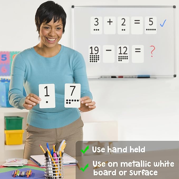 Magnetic Number Flash Cards - Large 0-25 Math Cards, Early Addition and Subtraction, Multiplication, Division and Symbols, for Classroom Teachers, Homeschool, Toddlers, Kids and Adults