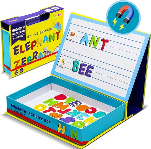 Magnetic Puzzles for Kids Ages 4-8 - 76 PC Educational Alphabet & Animal Magnetic Book, Dress-Up Toddler Learning Activities, Travel-Friendly STEM Toy, Fun Jigsaw Fridge Magnets for Toddlers 1-3 3-12