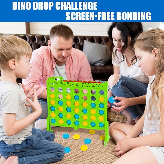 Aywewii Dinosaur Toys 4-in-a-Row Connect Games 1.1 FT Large Size Strategy Board Games Portable Collapsible Trave Games Toddler Gifts for Boys Girls Family Games for Kids and Adults Ages 3+