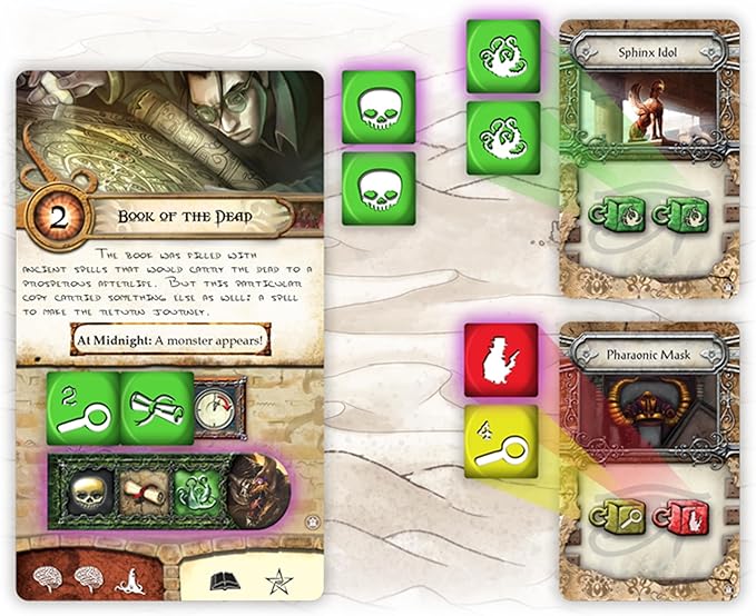 Elder Sign Omens of the Pharaoh Board Game EXPANSION - Egyptian Adventure! Cooperative Horror Mystery Game, Ages 14+, 1-8 Players, 1-2 Hour Playtime, Made by Fantasy Flight Games