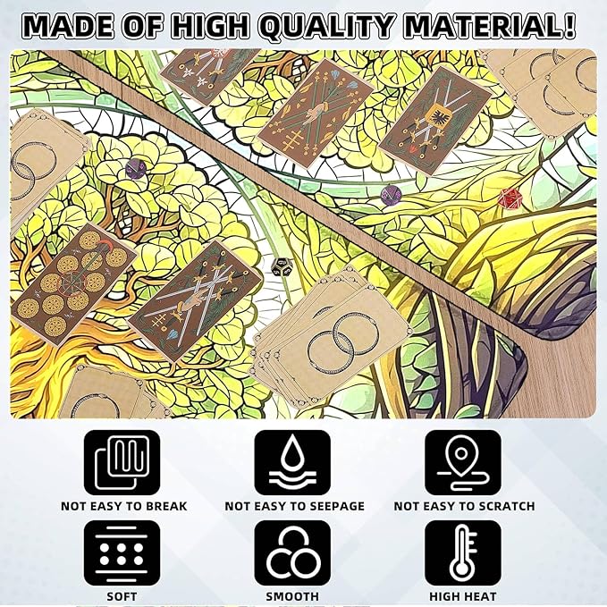 MTG Playmat- Stitched Edges Forest TCG Playmat-Non-Slip Landscape Play Mat Smooth Surface Rubber Base Board Game Mousepad 24x14 inches for Trading Card Game Playing with Storage Bags