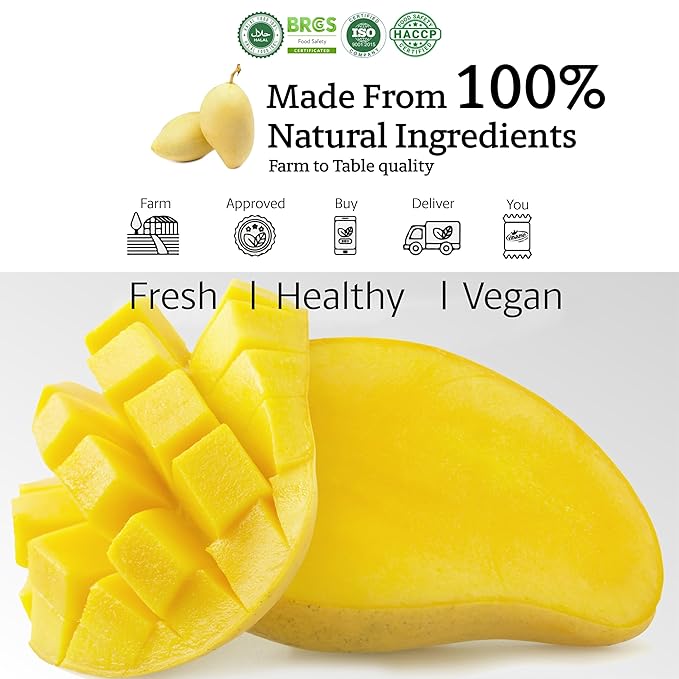 Vinamit Soft Dried Mango | No Sugar Added Mango Slices | 3.5 oz Bag | Naturally Sweet, Vegan, Non-GMO, Gluten-Free & Unsweetened | Rich in Dietary Fiber | Ideal for Travel, Healthy Snacking