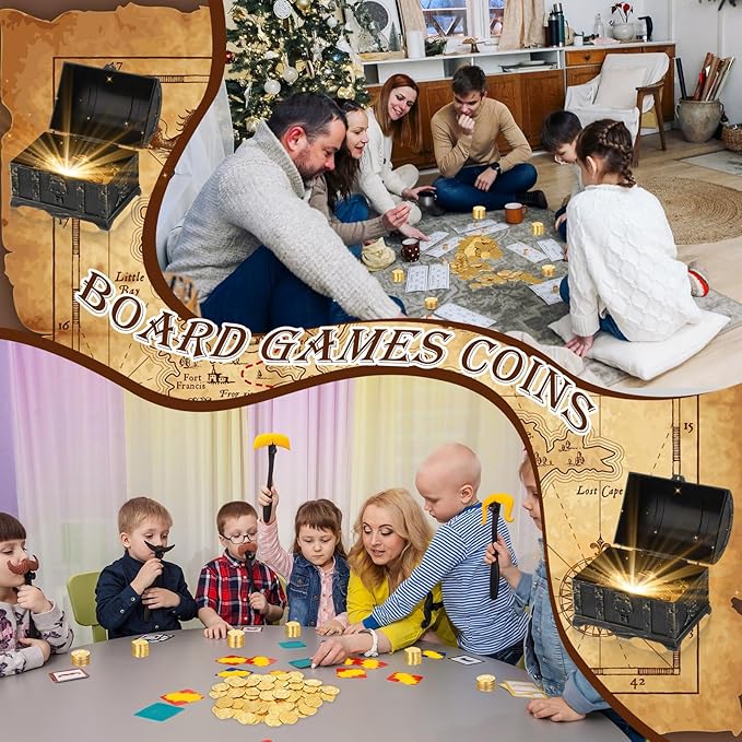 Hanaive 100 Pcs Metal Pirate Coins Bulk Gold Fake Coins Spanish Doubloon Tokens for Kids Board Games Pirate Party Cosplay(Irregular and Round)