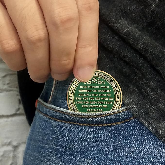 40 Jesus Shepherding Religious Coin Inspirational Bible Verse Medallion Faith-Based Gifts for Spiritual Encouragement for Men & Women