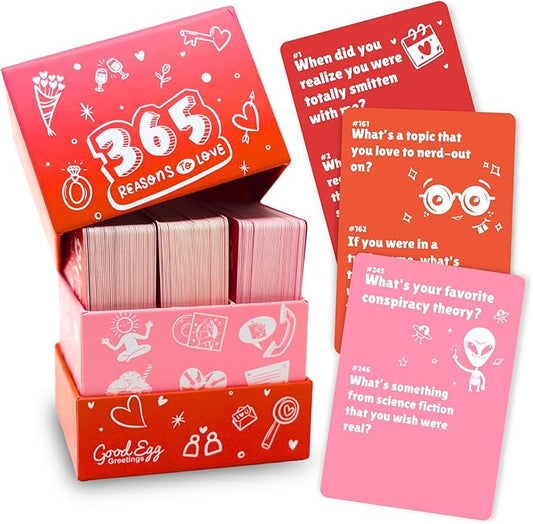 Conversation Cards for Couples - Couples Games - 365 Romantic Icebreaker Questions for Strengthening Your Relationship - Date Night Ideas - Anniversary and Valentine's Day Gift for Couples